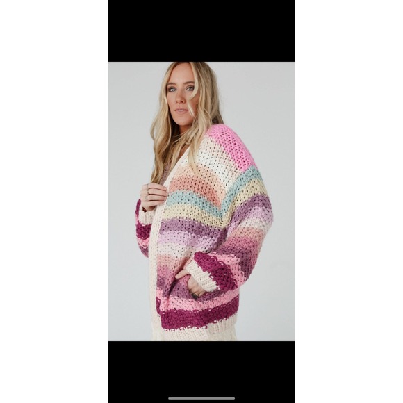 Three Bird Nest Wrapped up in Color Knit Cardigan Sz Large NWT - Picture 4 of 12